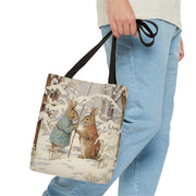 Winter Wonderland Rabbit Tote Bag, Eco-Friendly Canvas Gift