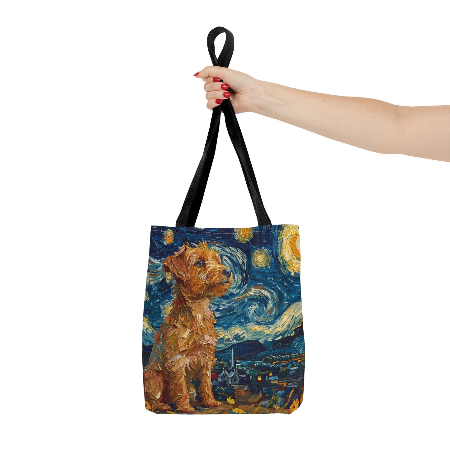 Starry Night Irish Terrier Canvas Tote Bag, Artistic Eco-Friendly Gift