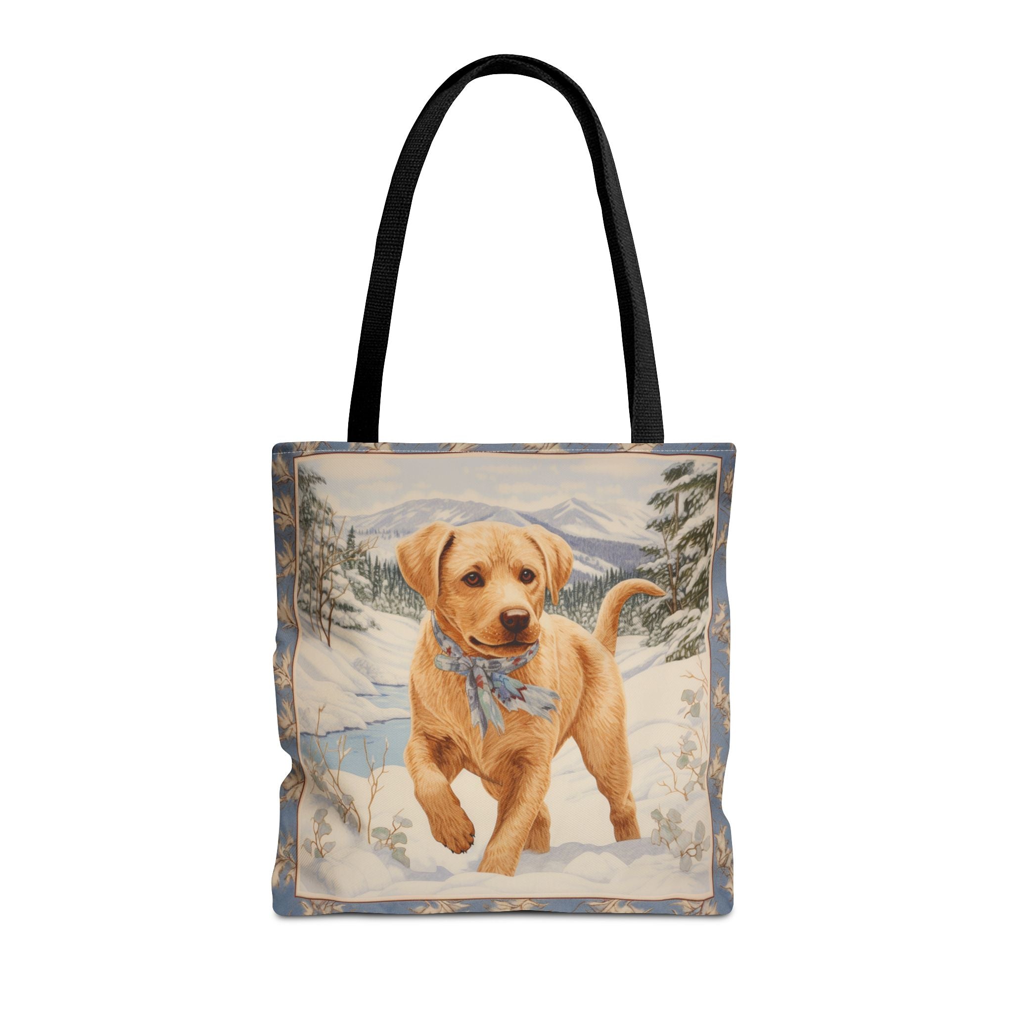 Golden Labrador Winter Tote Bag, Snowy Canvas Pet Lover Gift