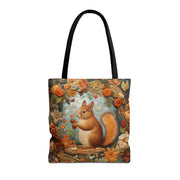 Autumn Woodland Squirrel Canvas Tote Bag – Eco-Friendly Fall Design