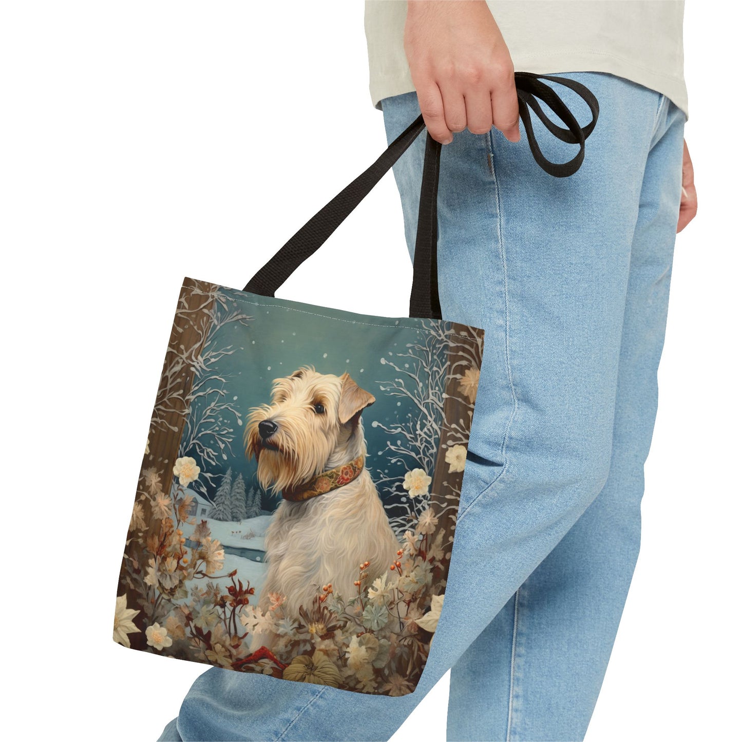 Wheaten Terrier Winter Charm Tote Bag, Eco-Friendly Canvas Gift