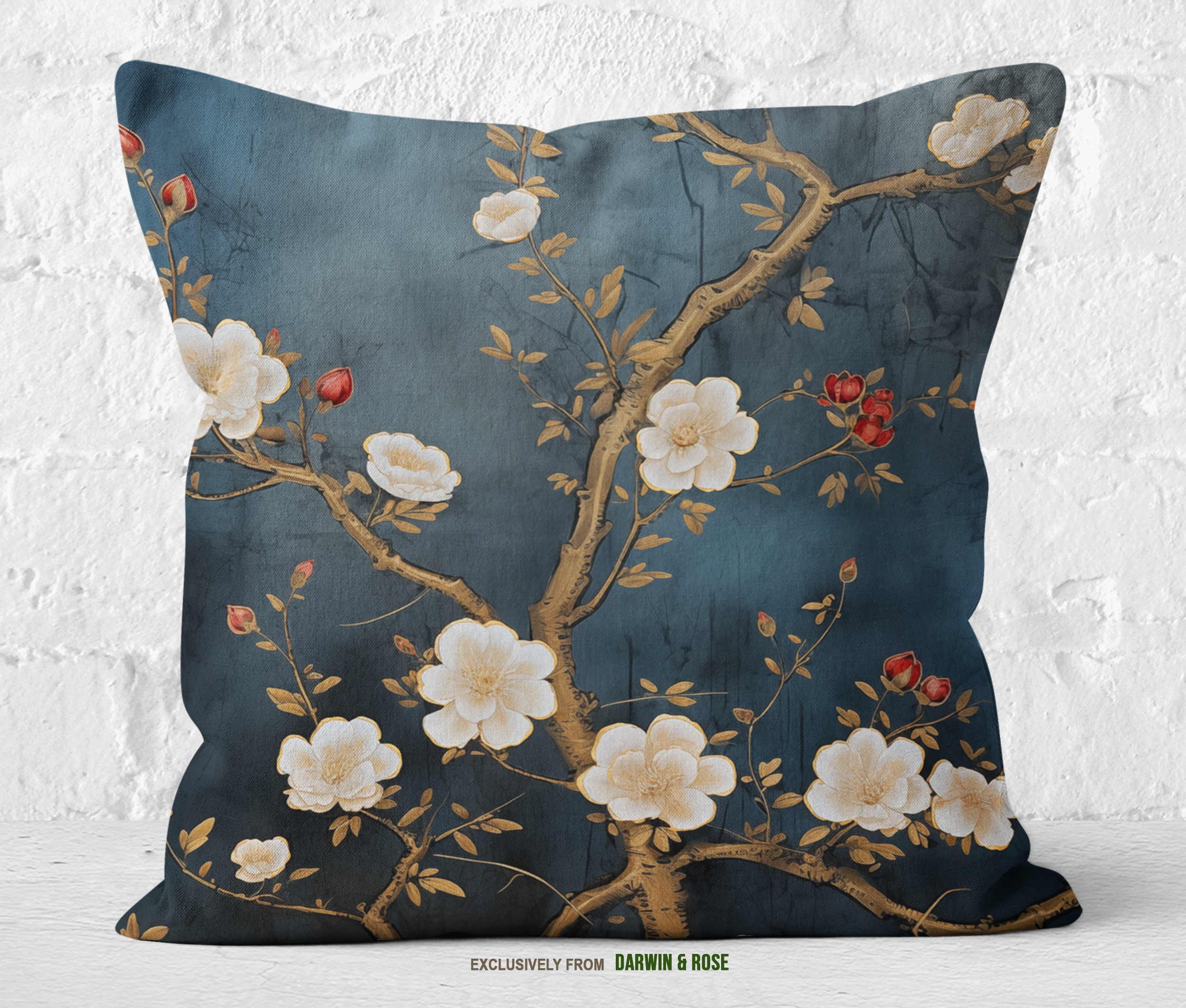 Elegant Asian Floral Throw Pillow for Modern Decor