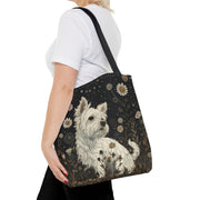 Westie Floral Canvas Tote Bag, Eco-Friendly Market Bag for Dog Lovers