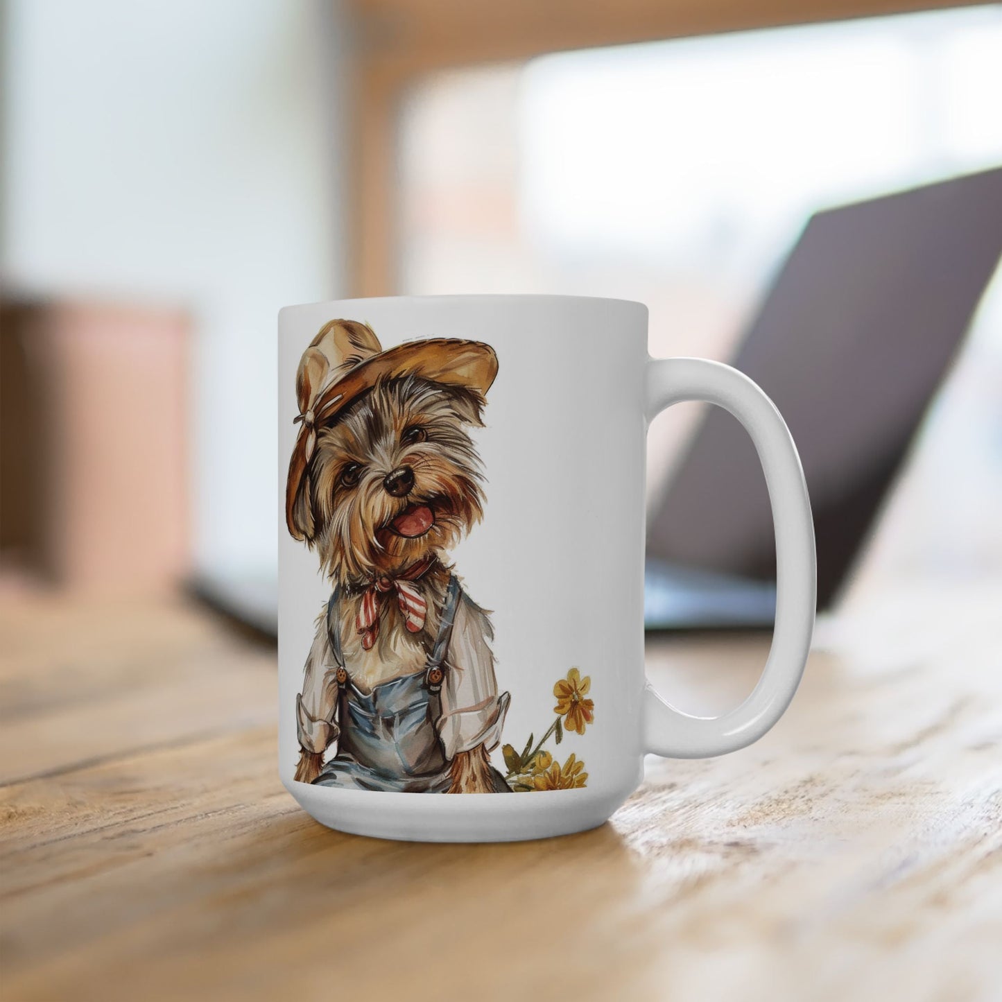 Yorkshire Terrier Farmhouse Mug – Adorable Yorkie Coffee Cup Gift