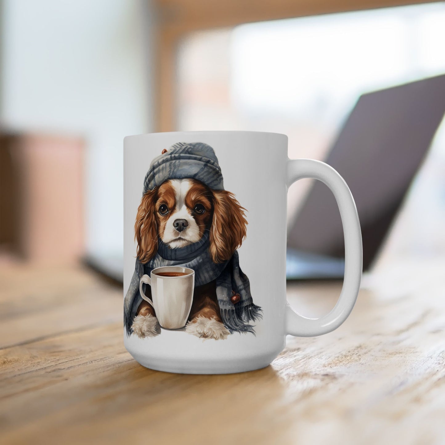 Cuddly Cavalier King Charles Spaniel Winter Mug | Cozy Dog Lover Gift