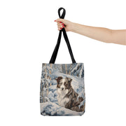 Australian Shepherd Winter Scene Tote Bag, Artistic Eco Canvas for Dog Lovers