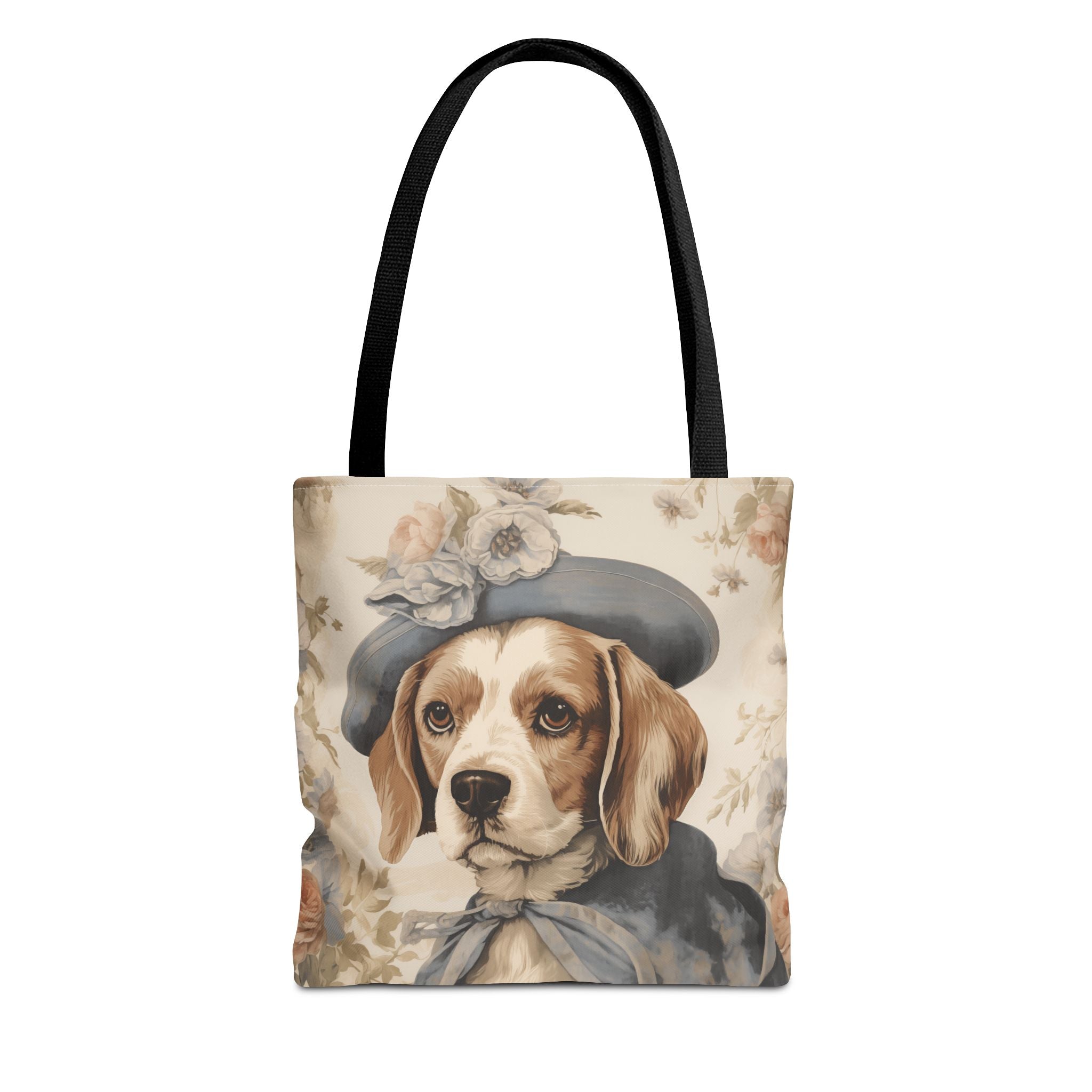 Charming Beagle Canvas Tote Bag - Floral Vintage Style, Eco-Friendly