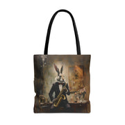 Sophisticated Saxophone Bunny Tote Bag – Stylish Canvas for Music Lovers