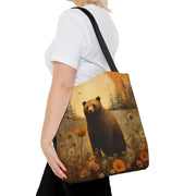 Sunset Wilderness Bear Tote Bag, Artistic Eco-Friendly Canvas Gift