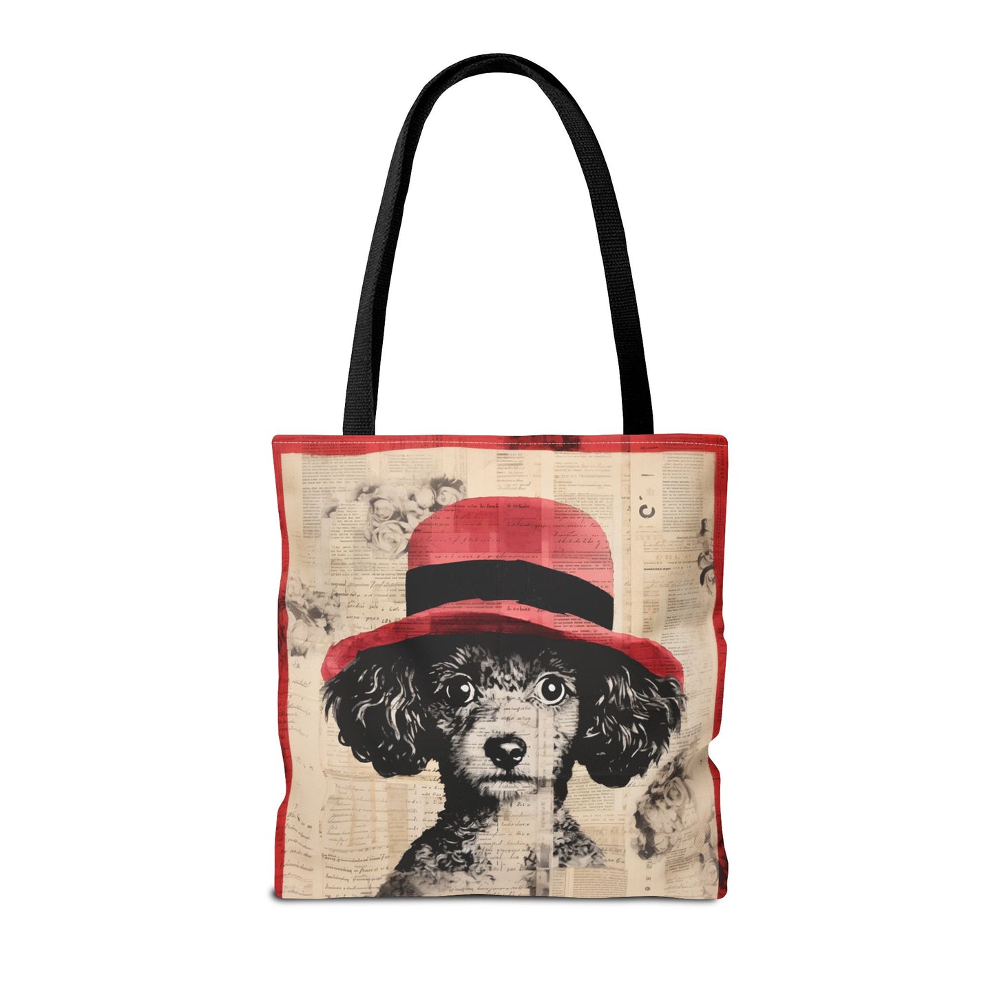 Toy Poodle Chic Tote Bag, Vintage Red Hat Design for Dog Lovers