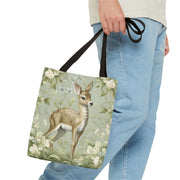 Fawn Meadow Floral Tote Bag, Eco-Friendly Nature Lover Gift