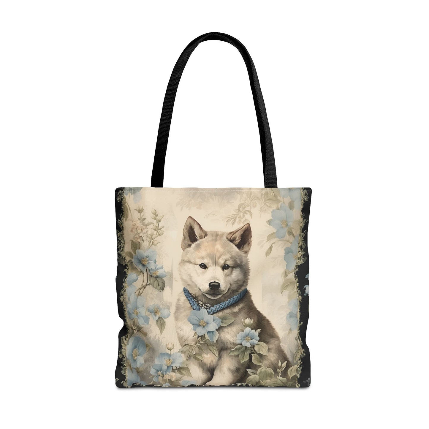 Akita Dreamscape Floral Tote Bag, Eco-Friendly Canvas for Dog Lovers