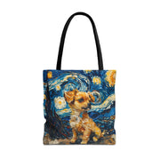 Starry Chihuahua Canvas Tote Bag - Van Gogh Inspired Design for Dog Lovers