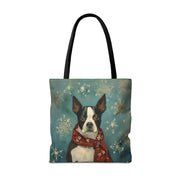 Winter Charm Boston Terrier Tote Bag - Eco-Friendly Dog Lover Gift