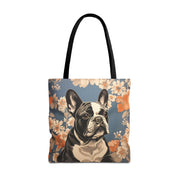 Frenchie Floral Canvas Tote Bag - Chic Gift for Dog Lovers