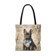 French Bulldog Floral Tote Bag with Vintage Charm