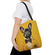 French Bulldog Stylish Yellow Canvas Tote Bag, Dog Lover Gift