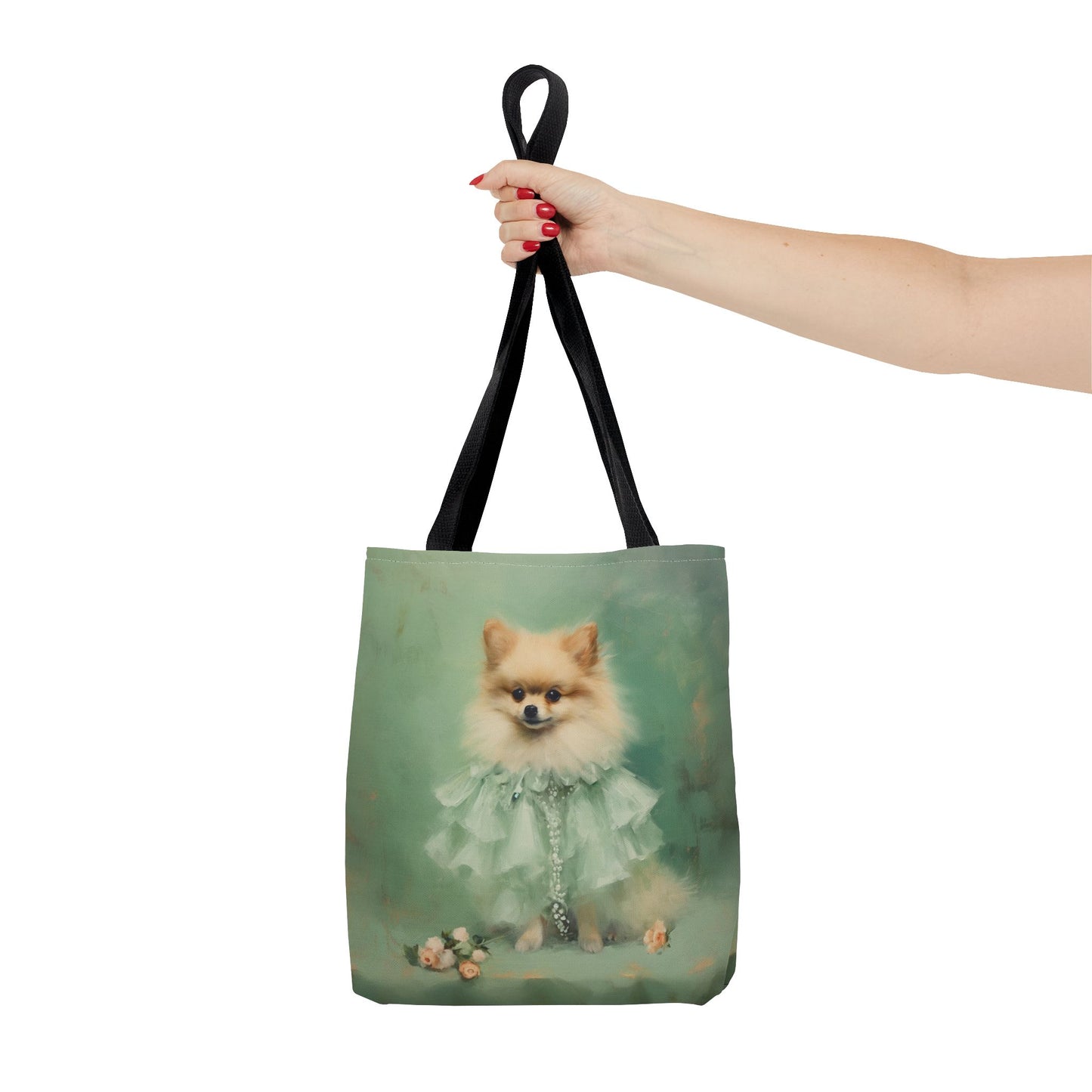 Elegant Pomeranian Tote Bag, Vintage Dog Lover Canvas Bag