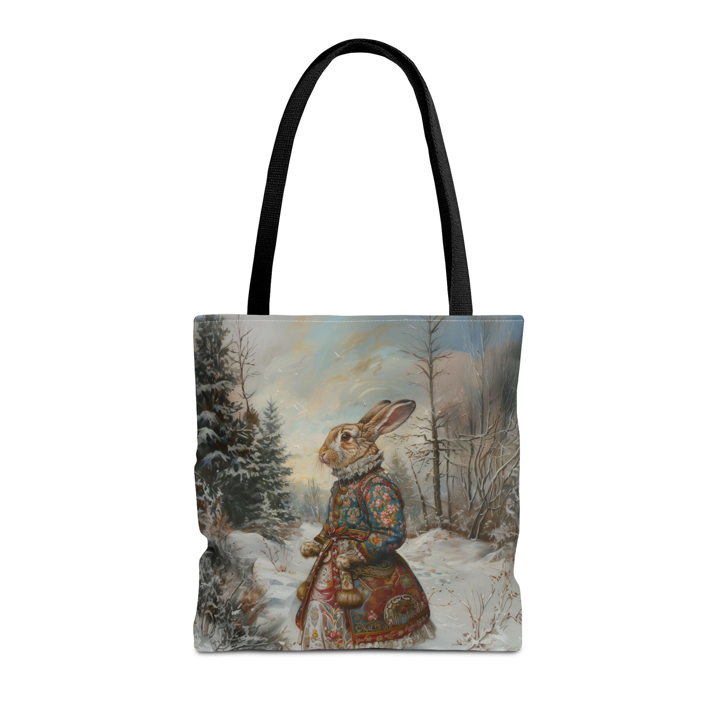 Winter Wonderland Bunny Tote Bag - Artistic Eco-Friendly Canvas Bag