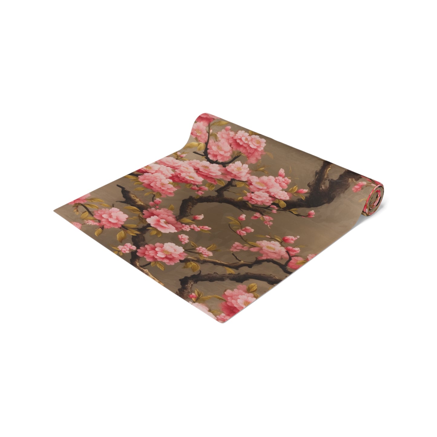 Cherry Blossom Table Runner | Pink and Brown Floral Décor (72" or 90")