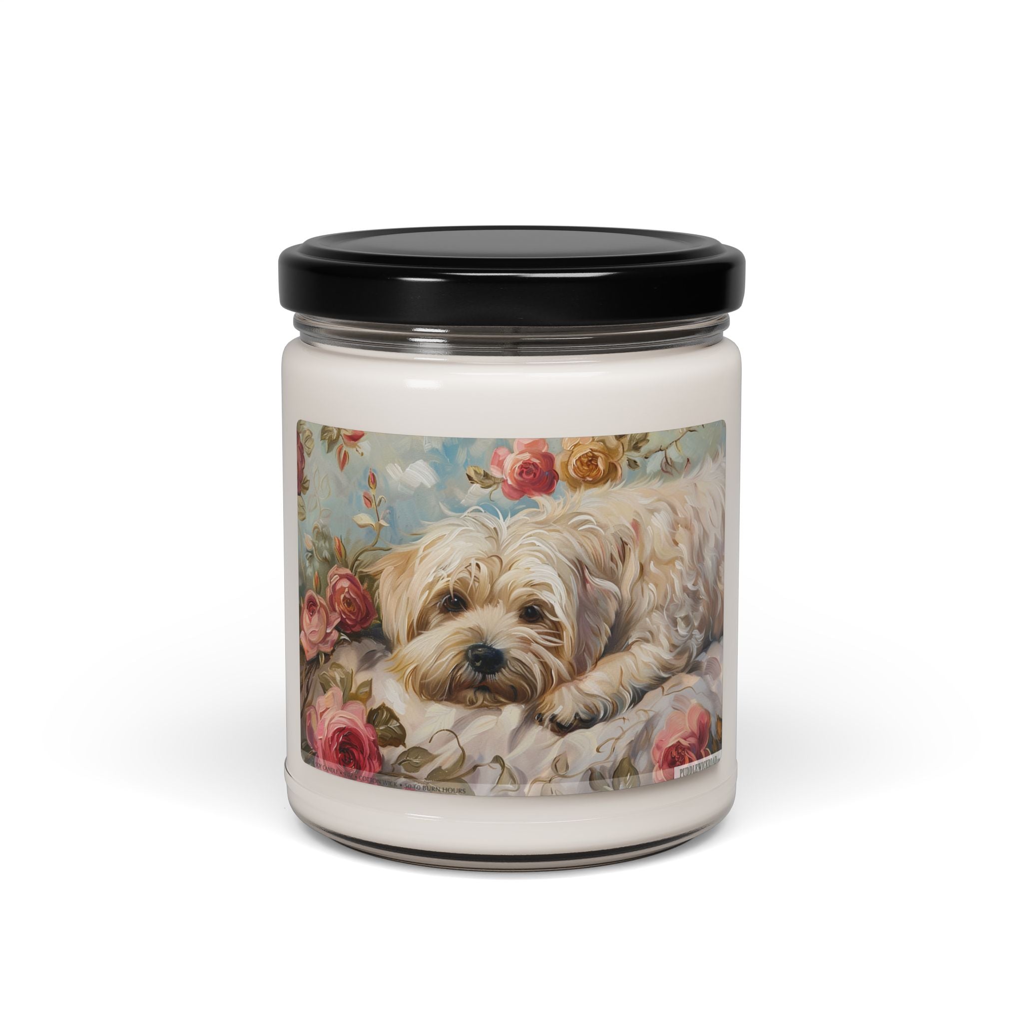 Maltese Bliss Soy Candle – Adorable Dog Lover Gift, Vintage Florals