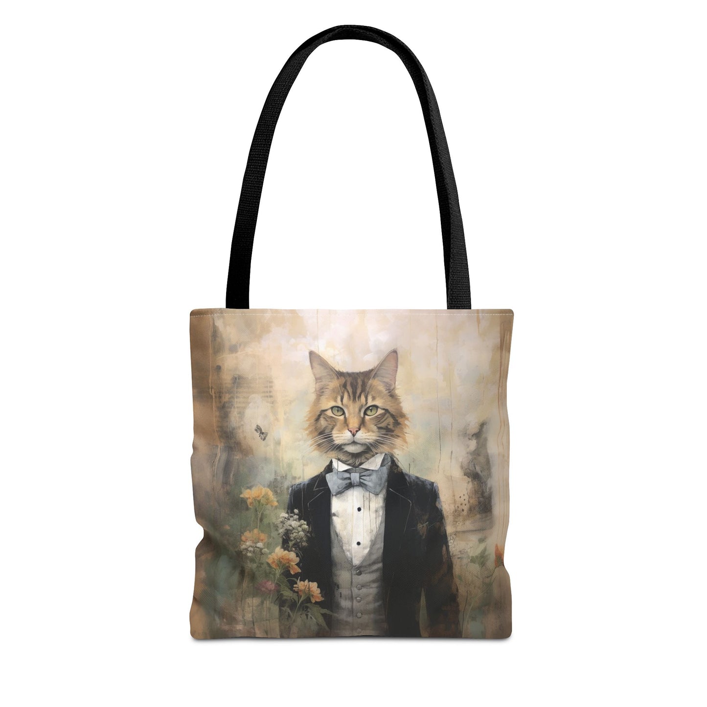 Maine Coon Cat Tote Bag, Elegant Vintage-Style Canvas Market Bag