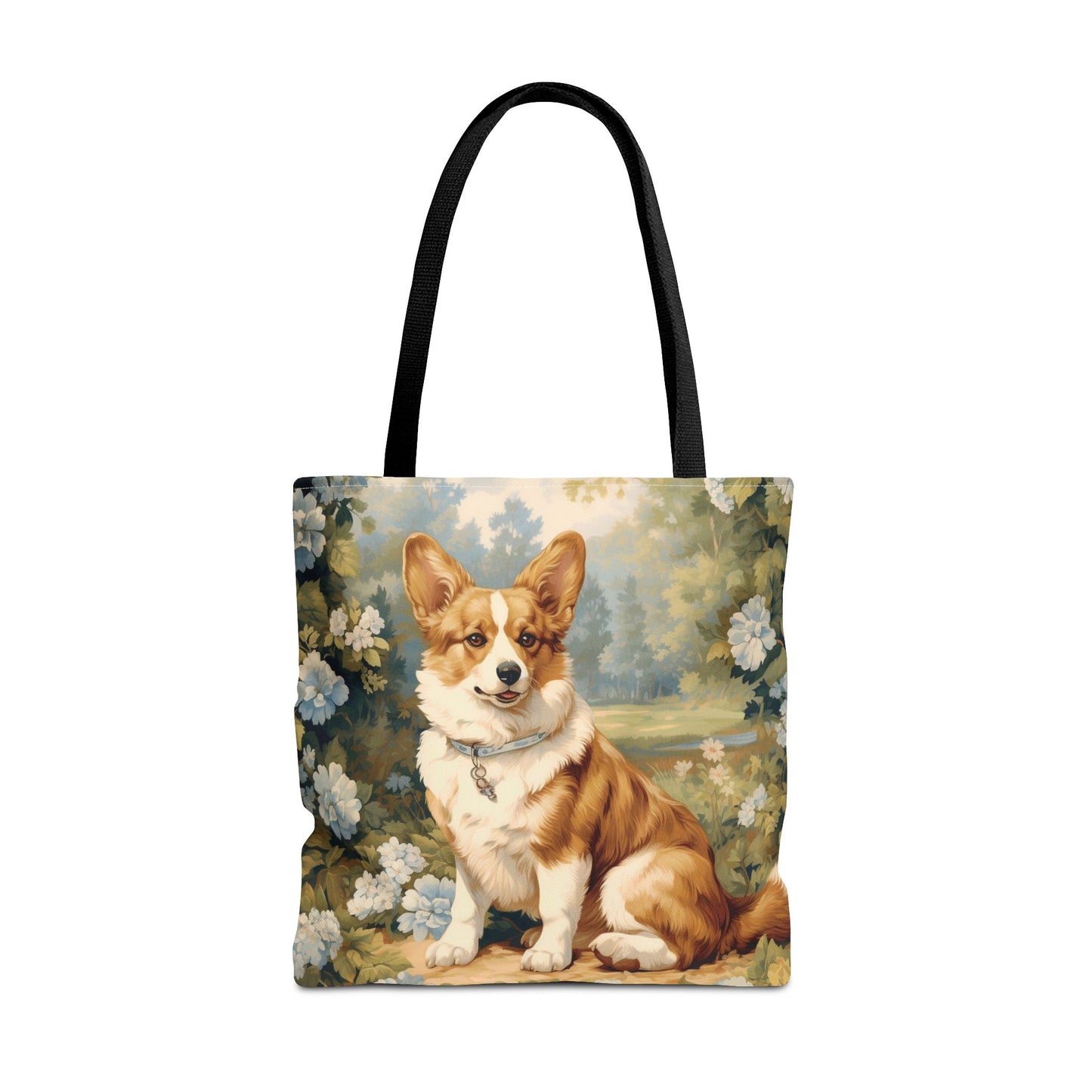 Charming Pembroke Corgi Canvas Tote Bag, Floral Eco-Friendly Design