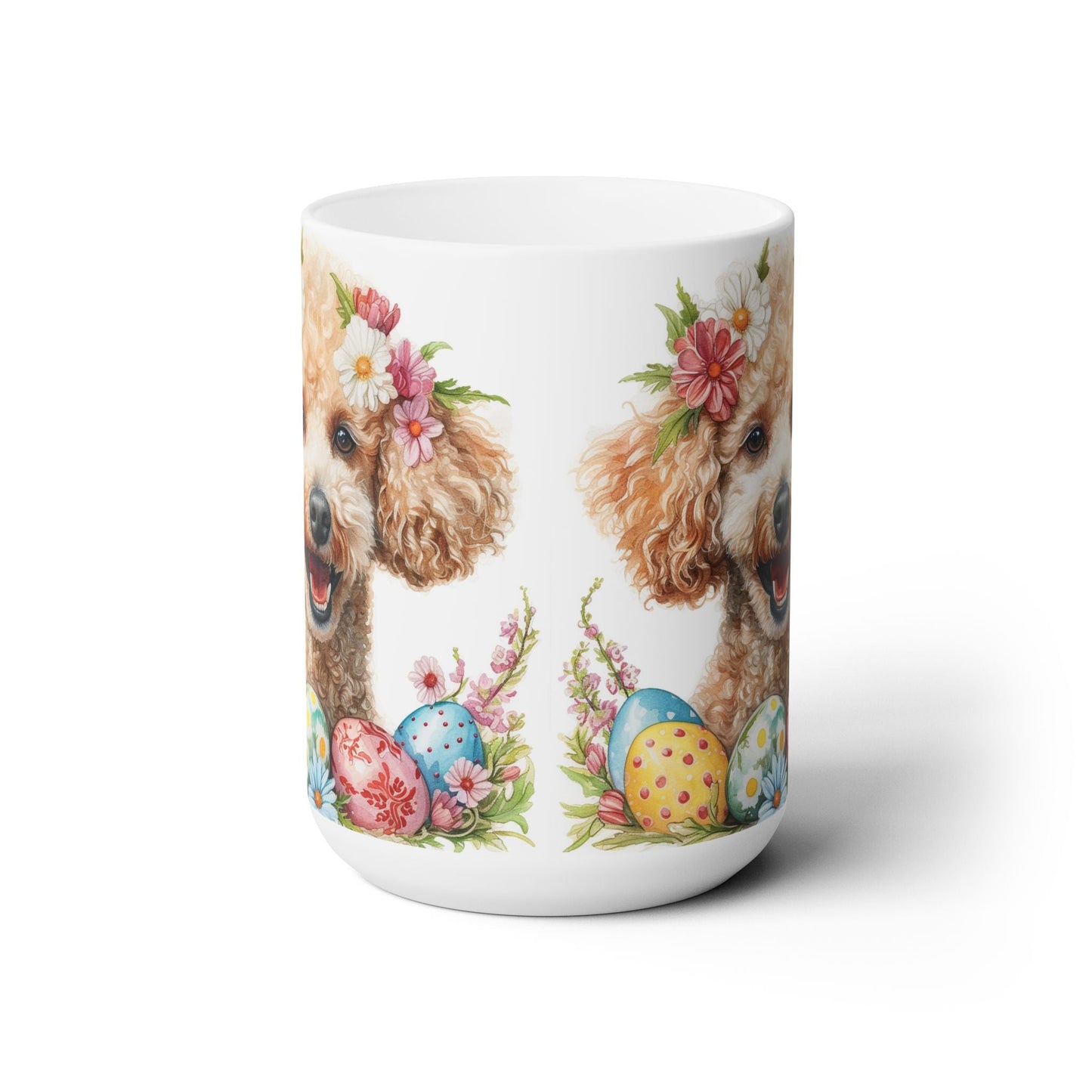 Poodle Easter Celebration Mug – Floral & Egg Design for Dog Lovers