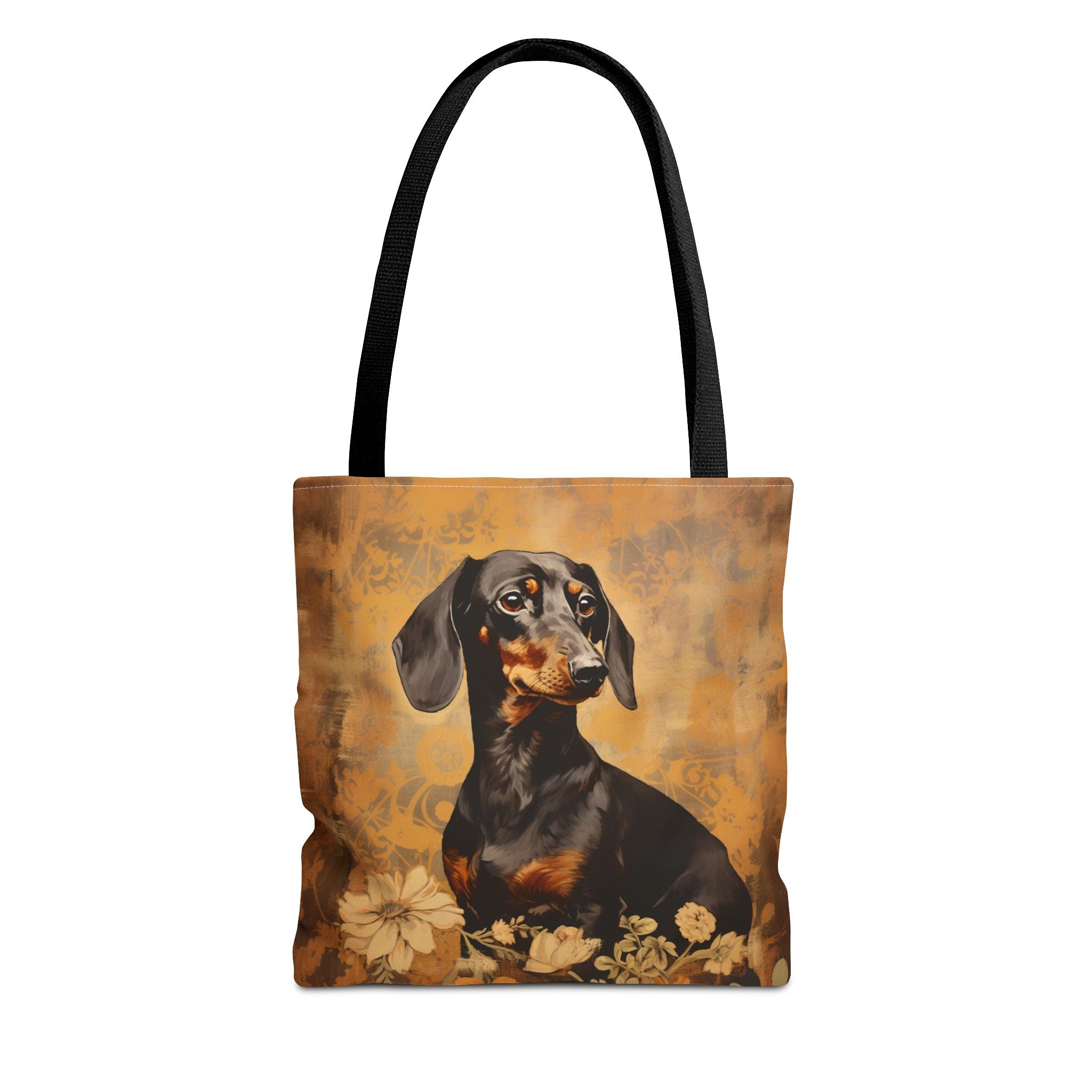 Elegant Dachshund Floral Tote Bag - Rustic Canvas for Dog Lovers