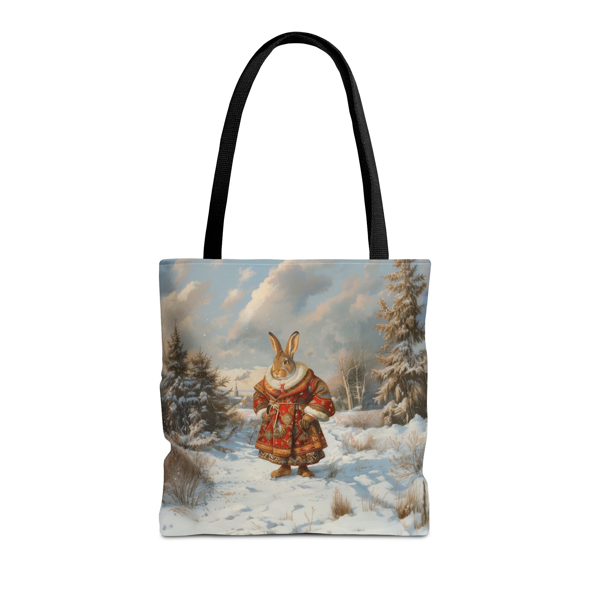 Winter Wonderland Rabbit Tote Bag, Festive Eco-Friendly Shopper