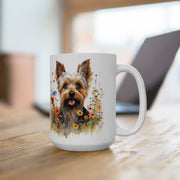 Yorkie Delight Mug – Yorkshire Terrier in Floral Meadow Design