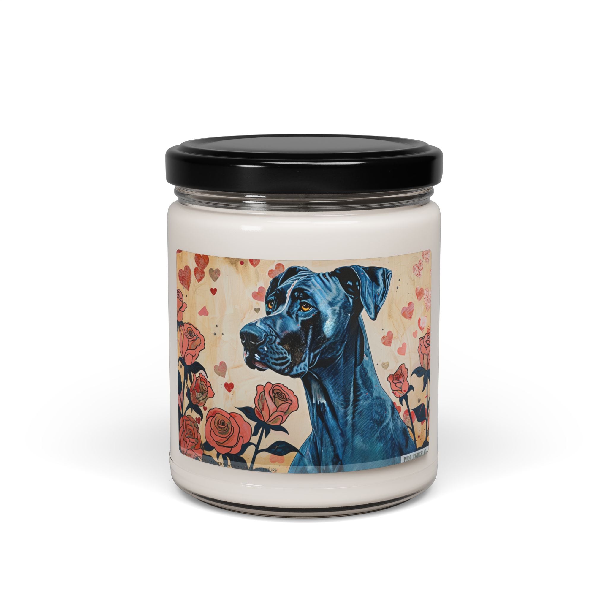 Great Dane Rose Heart Candle – Artistic Pet Lover Gift