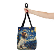 Starry Cavalier King Charles Tote Bag, Van Gogh-Inspired Design