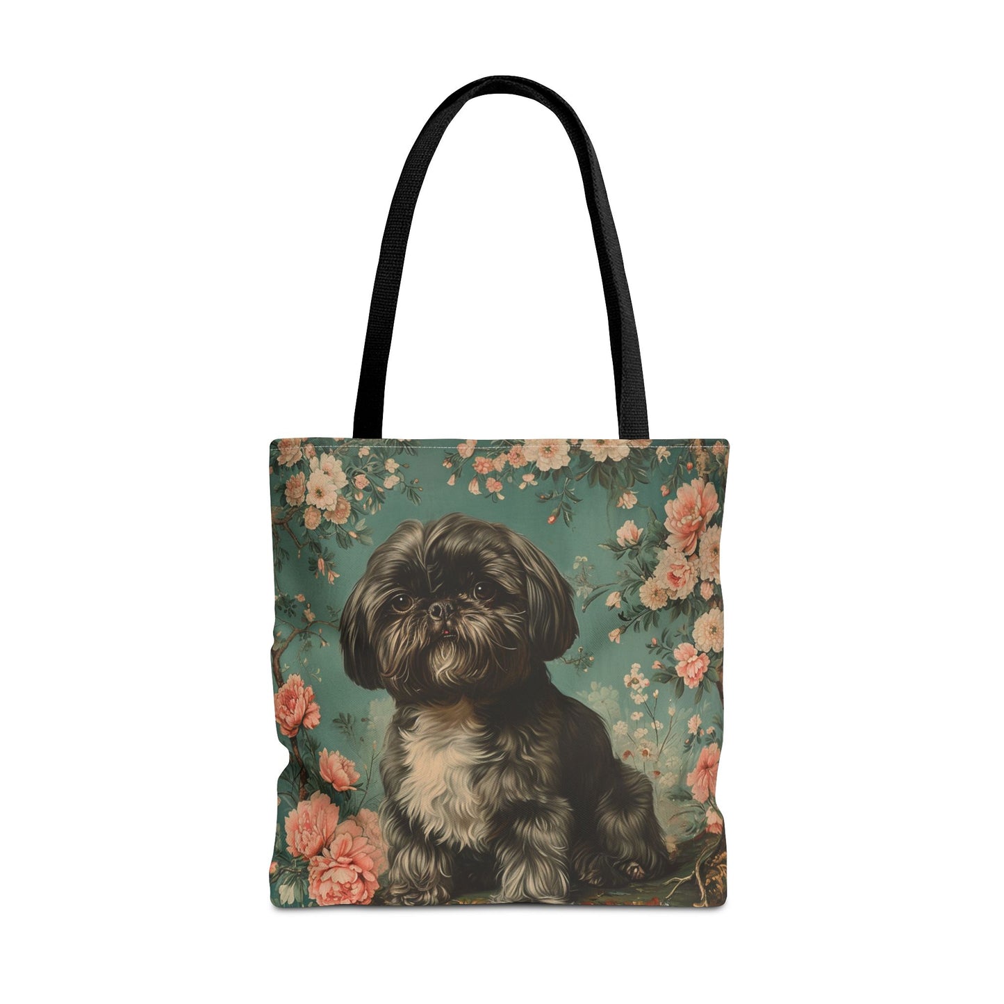 Shih Tzu Elegance Floral Tote Bag – Artistic Dog Lover’s Delight