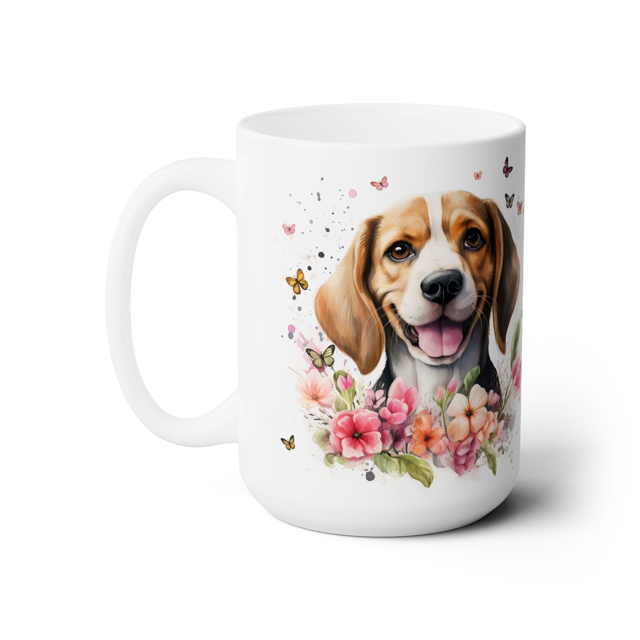 Beagle Bliss Floral Coffee Mug – Perfect Gift for Dog Lovers