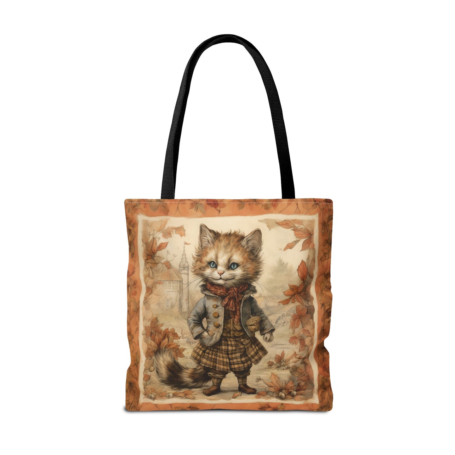 Whimsical Autumn Cat Tote Bag, Eco-Friendly and Gift-Ready