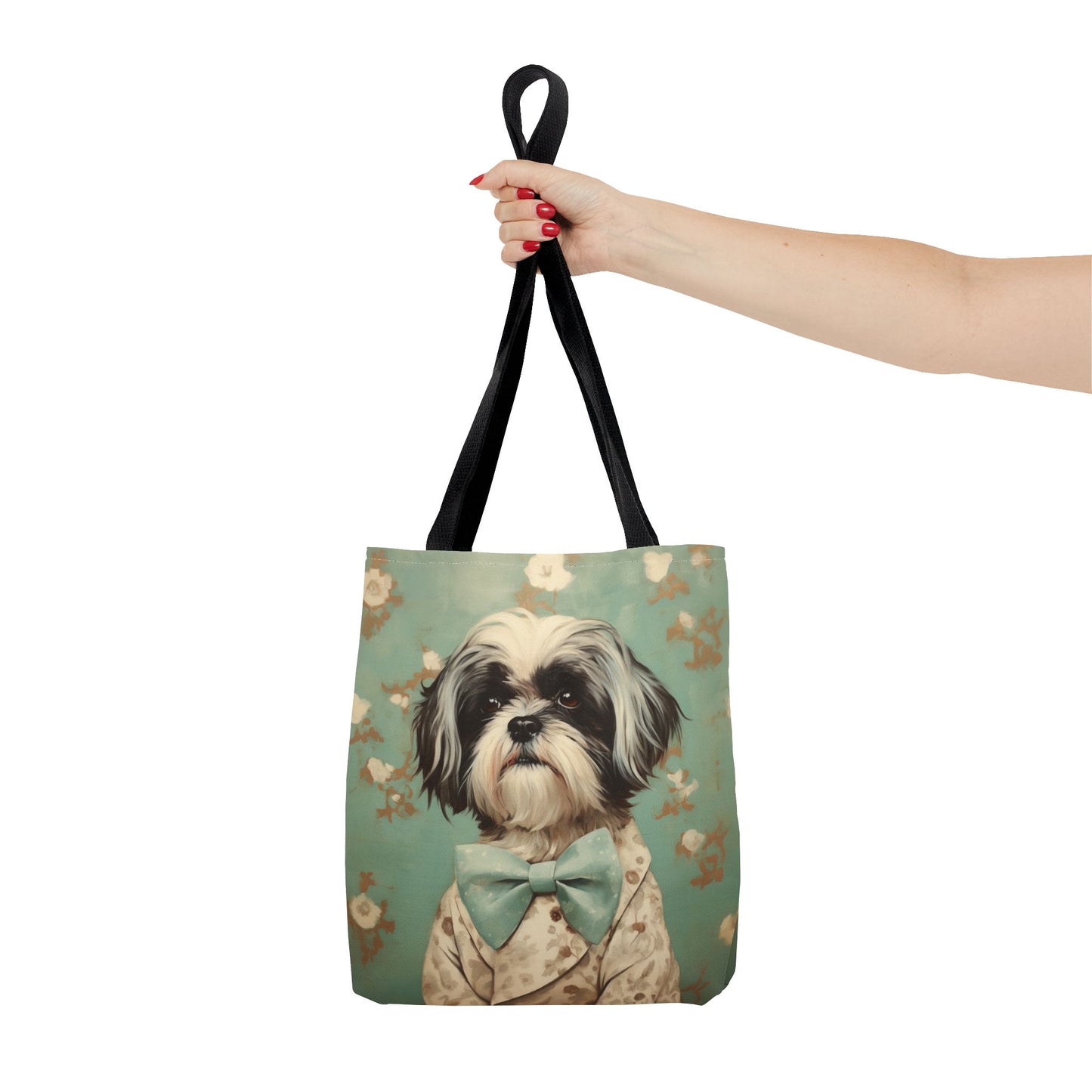 Shih Tzu Chic Tote Bag, Adorable Floral Canvas Market Bag for Dog Lovers