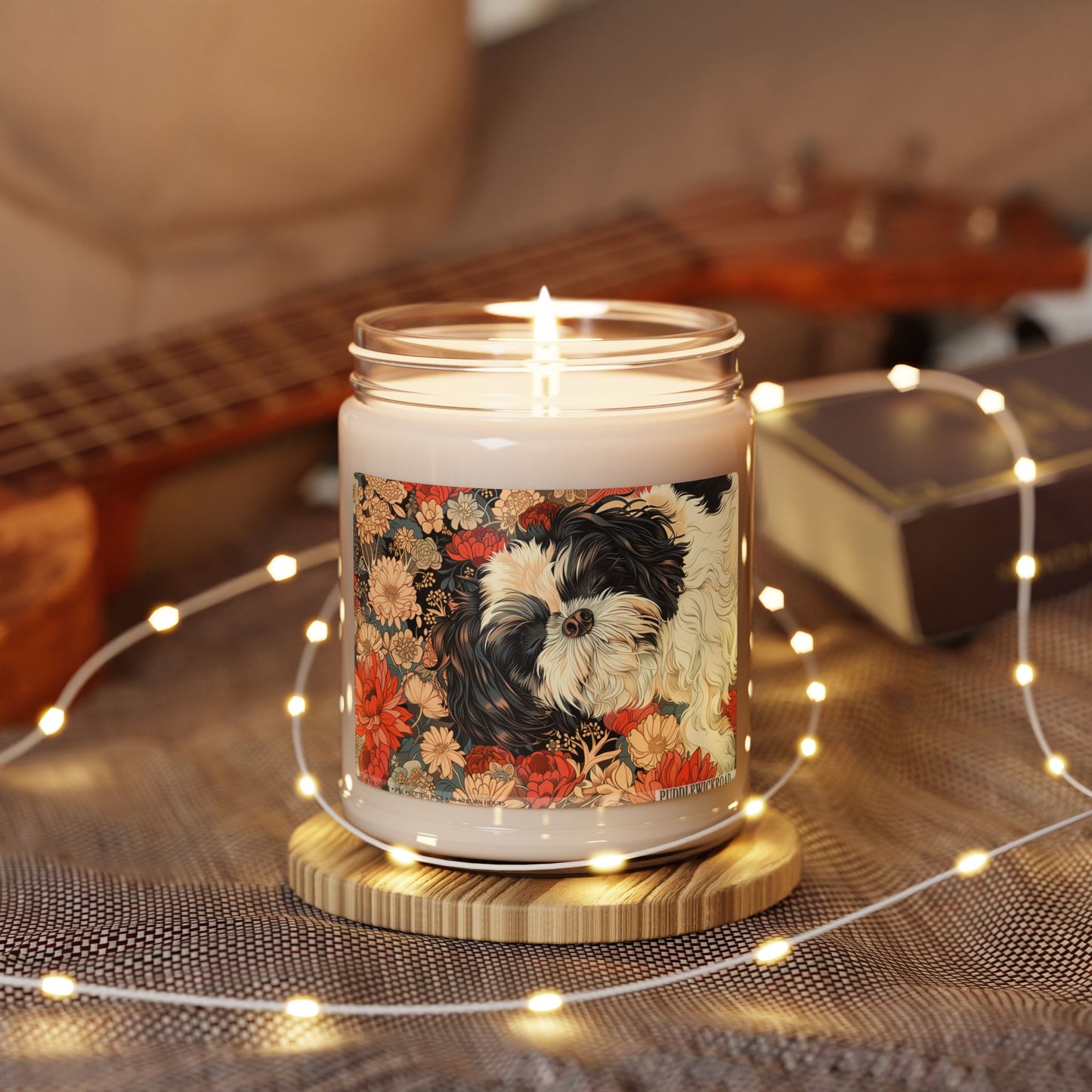 Shih Tzu Floral Vintage Candle, Pet Lover Gift, Soy Candle