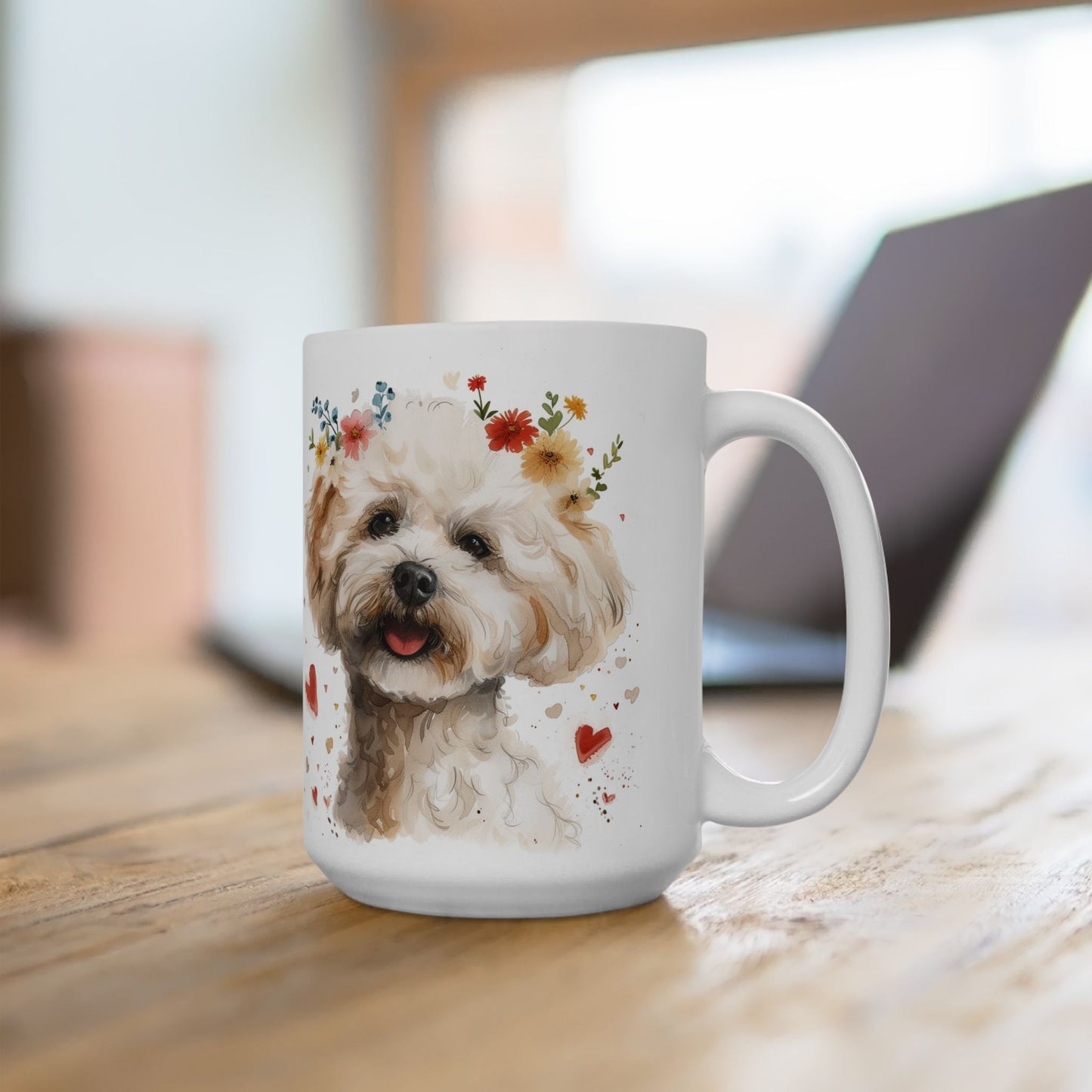 Fluffy Poodle Lover Mug – Cute Floral Dog Design for Pet Moms