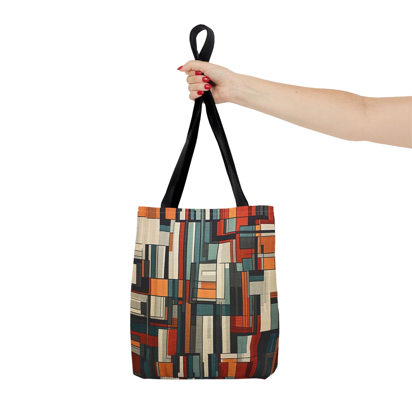 Geometric Abstract Art Canvas Tote Bag, Eco-Friendly Market Tote for Daily Use