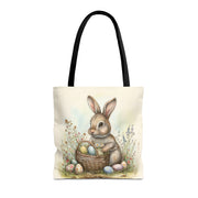 Easter Bunny Tote Bag with Pastel Spring Egg Design