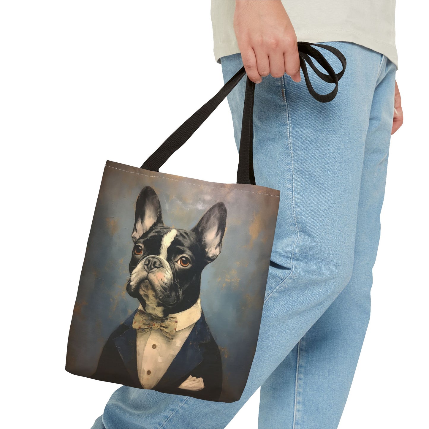 French Bulldog Aristocrat Canvas Tote Bag, Stylish Dog Lover Gift