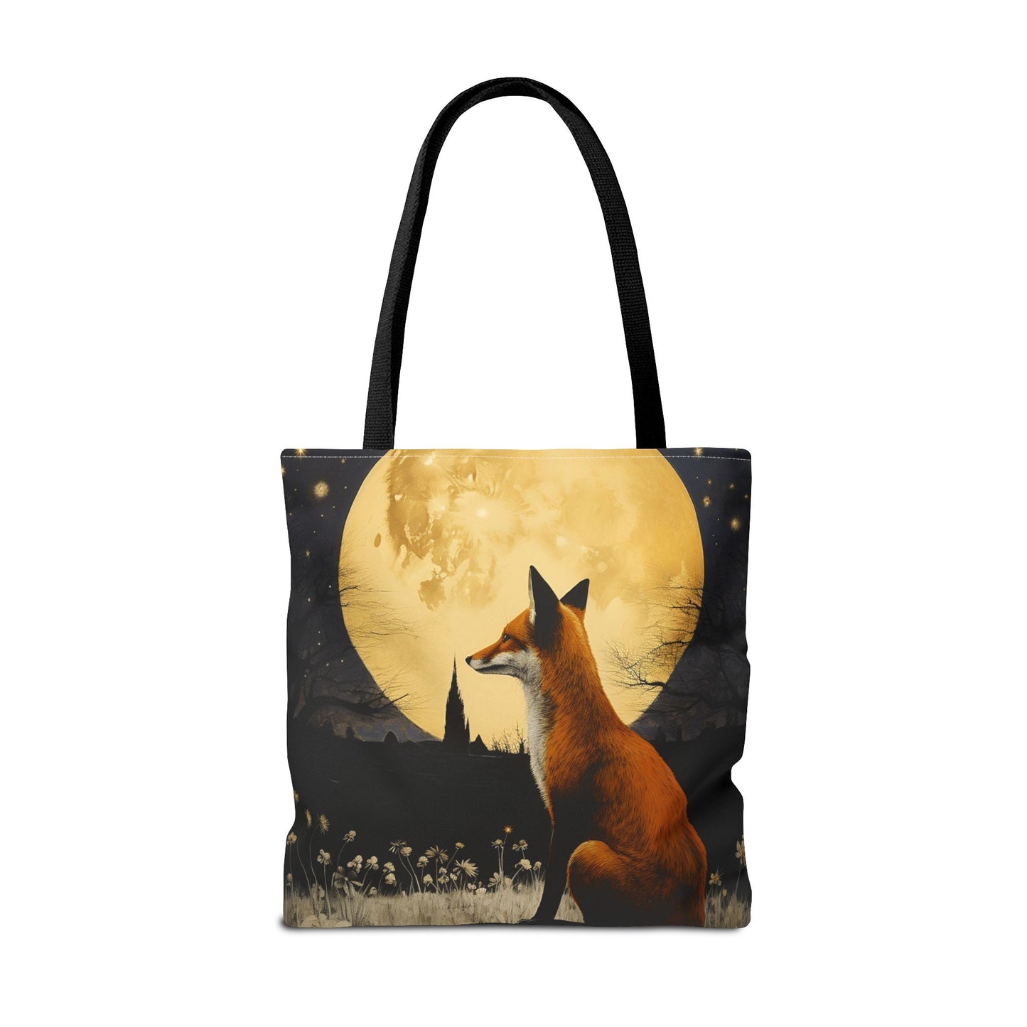 Moonlit Fox Canvas Tote Bag – Rustic Charm for Nature Lovers