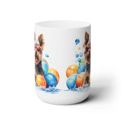 Yorkie Fun Mug - Yorkshire Terrier with Sunglasses and Balloons