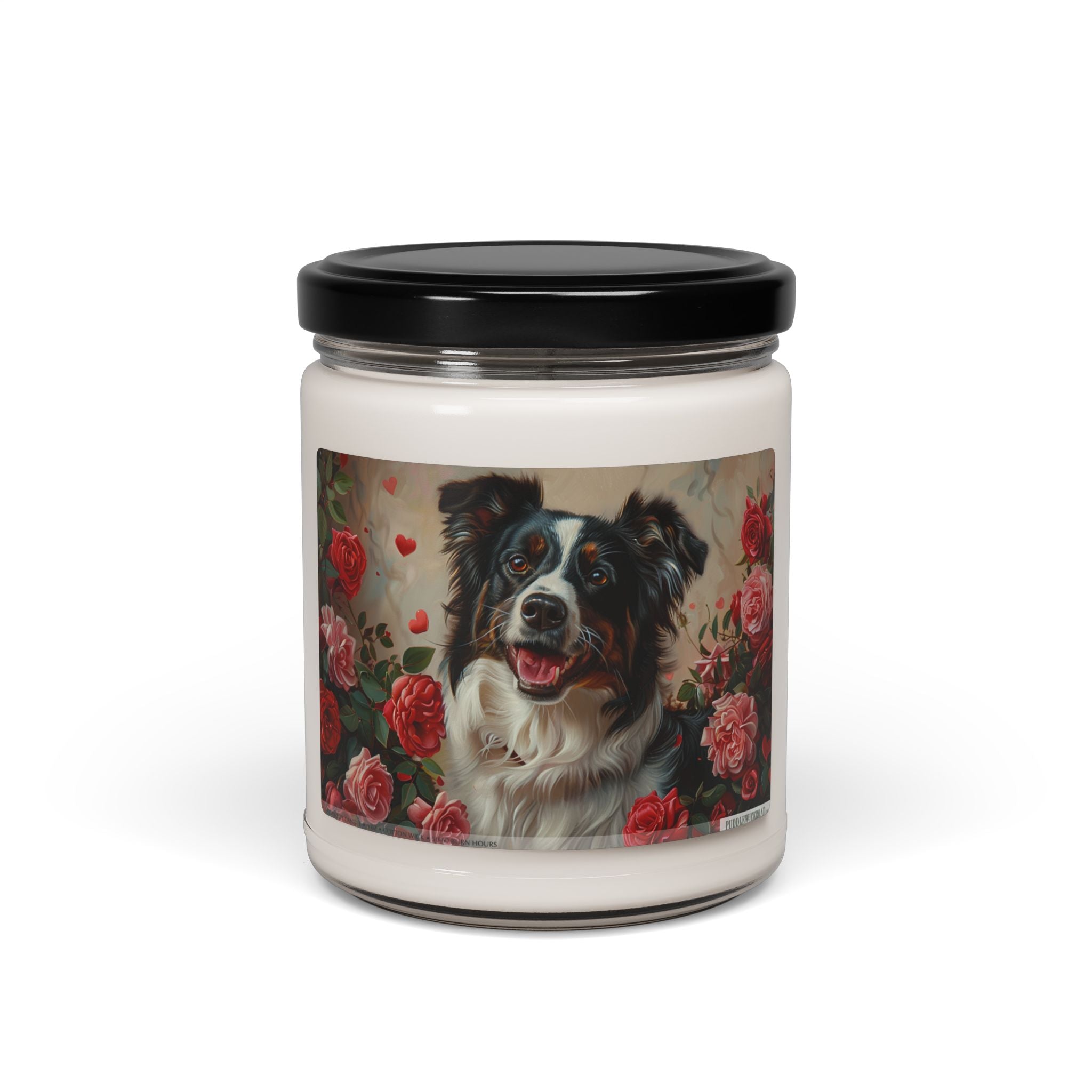 Border Collie Rose Garden Candle – Perfect Gift for Dog Lovers