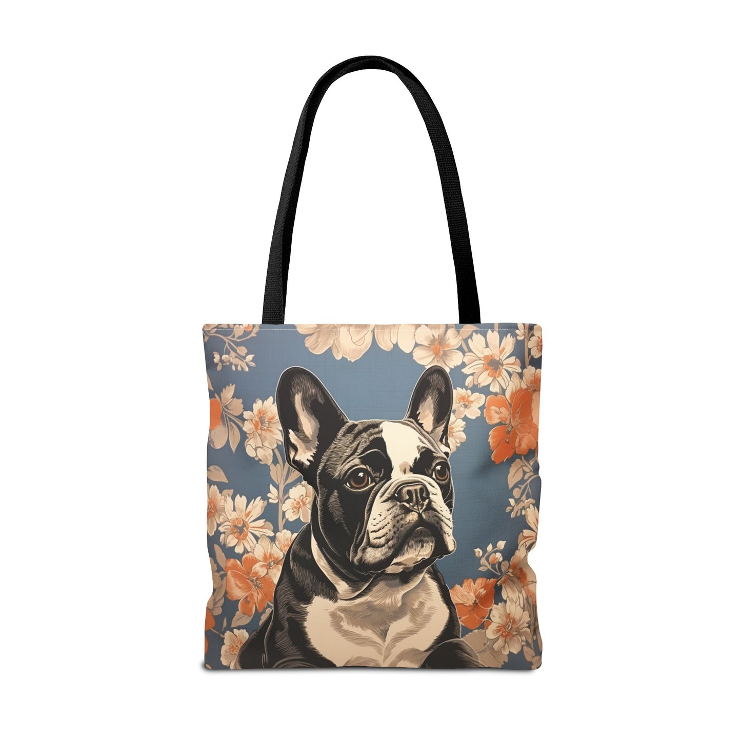 Frenchie Floral Canvas Tote Bag - Chic Gift for Dog Lovers