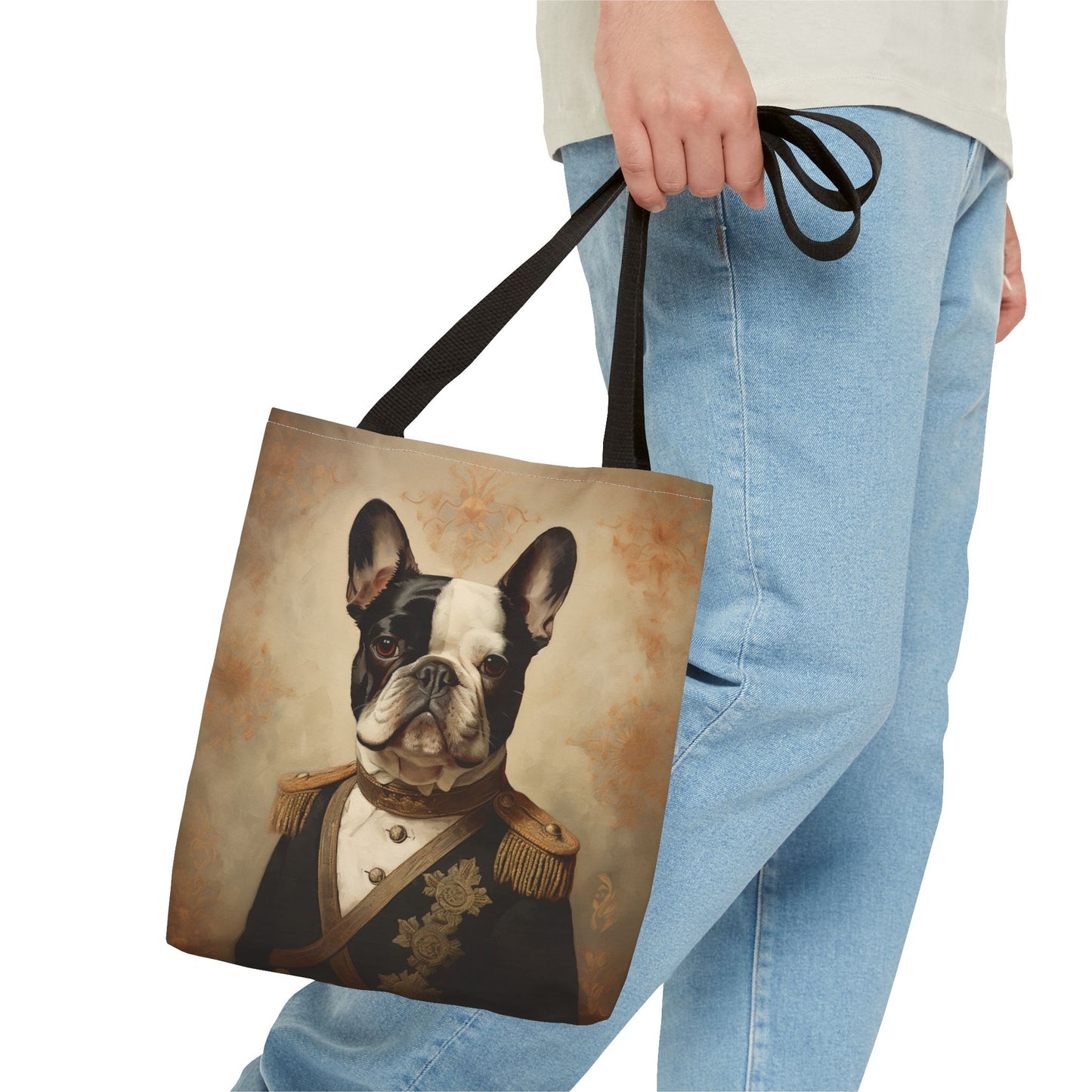 French Bulldog Royal Portrait Canvas Tote Bag, Eco-Friendly Gift