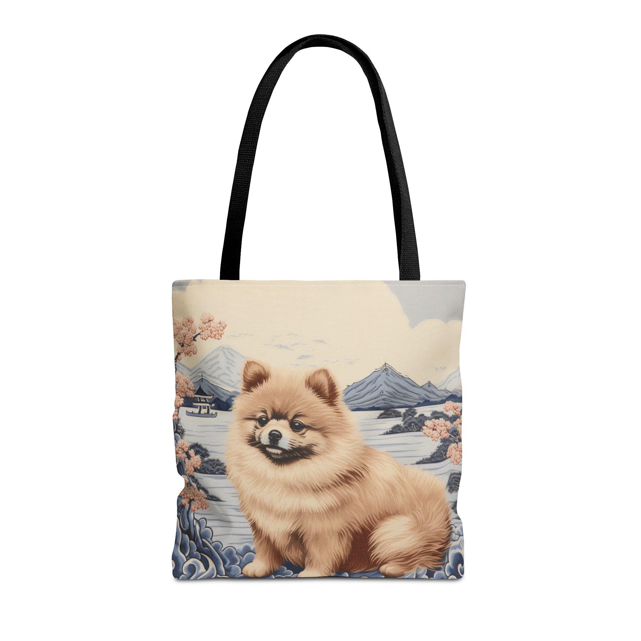 Pomeranian Bliss Tote Bag, Japanese Art Canvas Eco-Friendly Gift