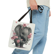 Floral Baby Elephant Tote Bag – Eco-Friendly, Versatile Canvas Bag