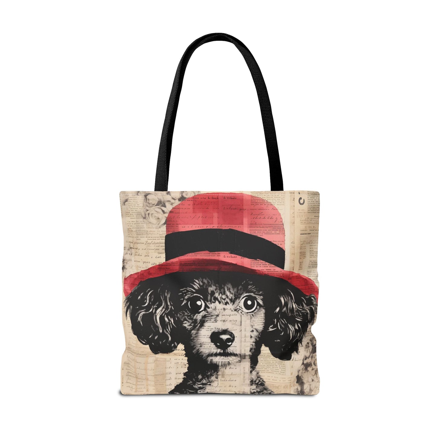 Sophisticated Poodle Tote Bag – Chic Red Hat Design Canvas Tote